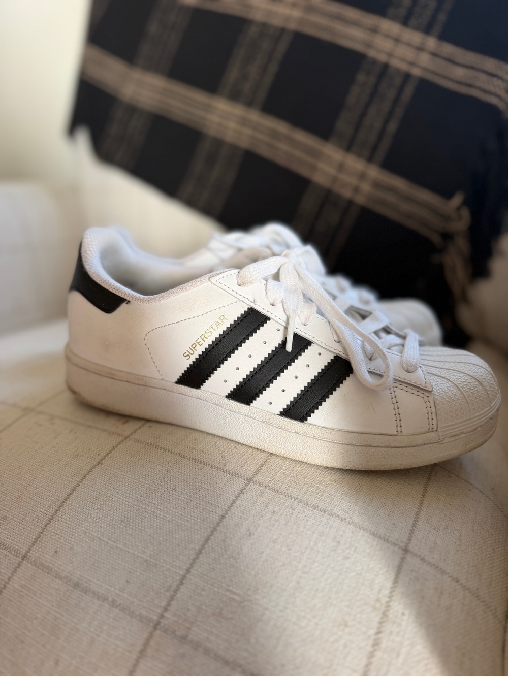 adidas women’s White Sneakers with Black Stripes